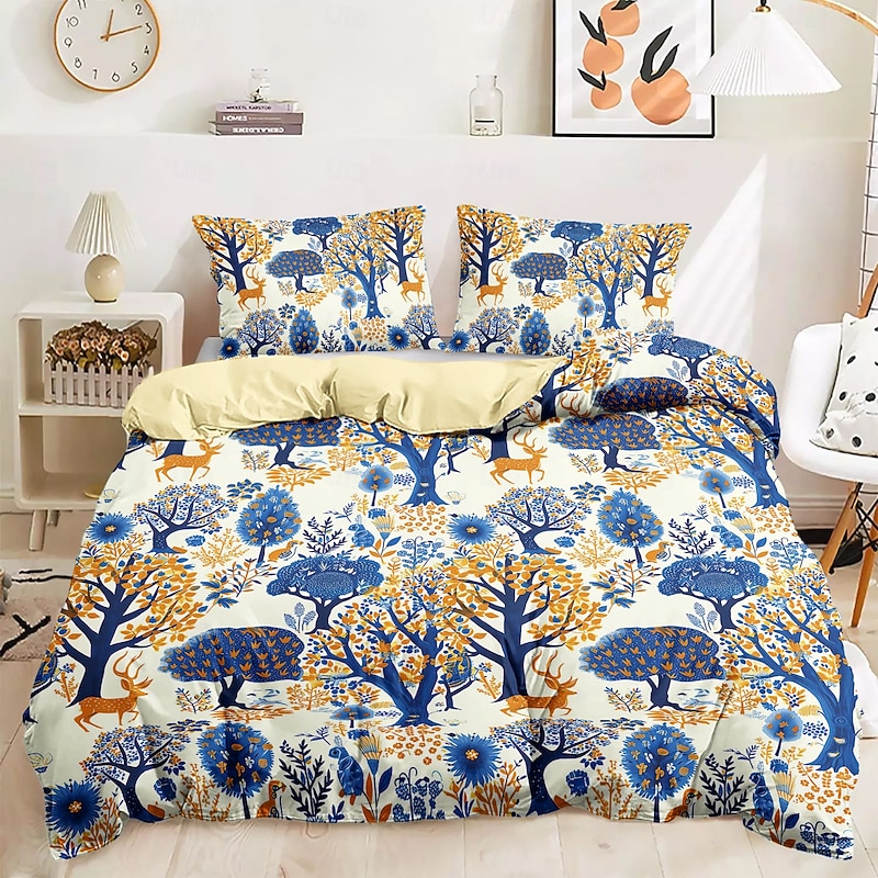 100% Cotton Duvet Cover Set Tree Pattern Set Soft 3-Piece Luxury Bedding Set Home Decor Gift King Queen Duvet Cover3