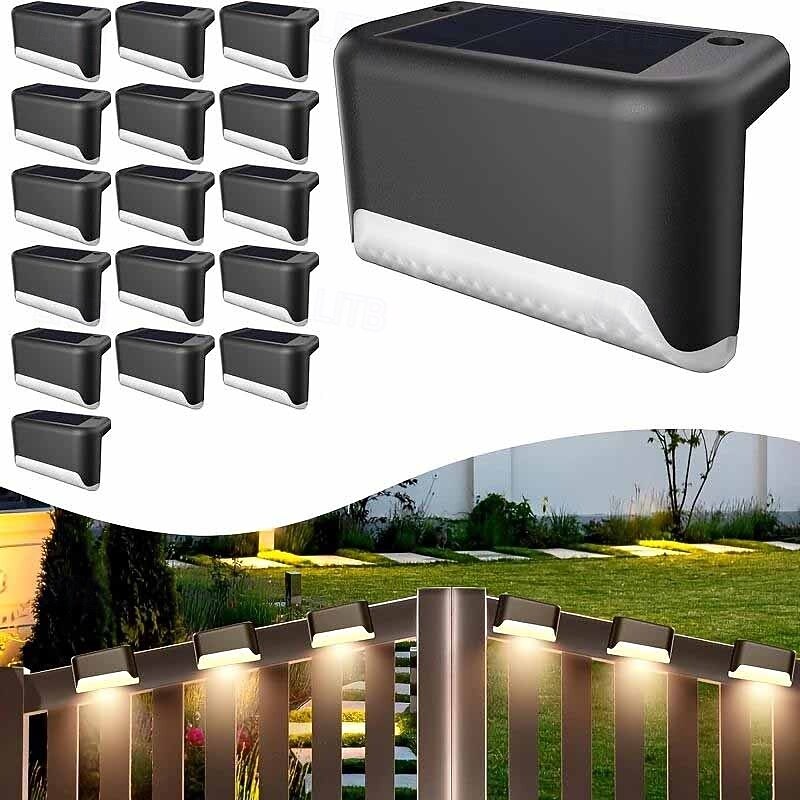 16 Pcs outdoor solar wall lights, step decks, stairs, fences, courtyards, gardens, path lights, warm light, white light, colorful light