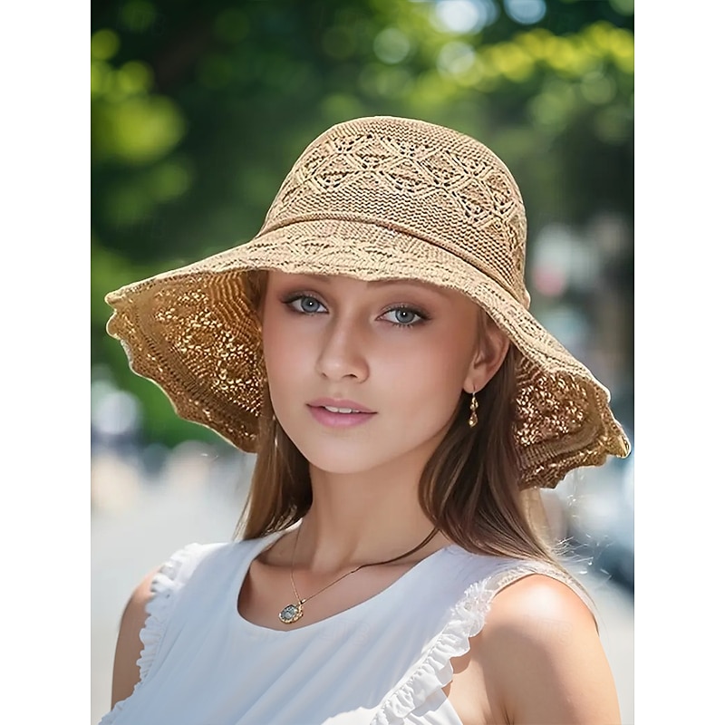 Women's Bohemian Crochet Sun Hat with 3D Floral Decoration - Foldable, Lightweight and Breathable, Perfect for Summer, Beach and Outdoor Activities2