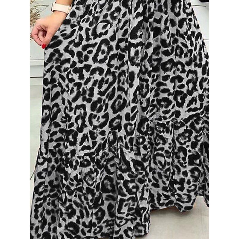 Women's Maxi Dress Casual Dress Maxi Dress Stylish Sexy Casual Vacation Casual Daily Regular Fit Leopard Sleeveless V Neck Red Blue Gray Summer Spring3