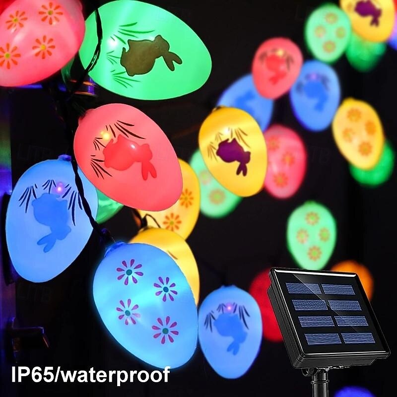 5M-20Leds Outdoor Solar Easter Easter Easter Easter Egg Rabbit Light String Indoor and Outdoor Courtyard Garden Path Easter Atmosphere Decorative Light String2