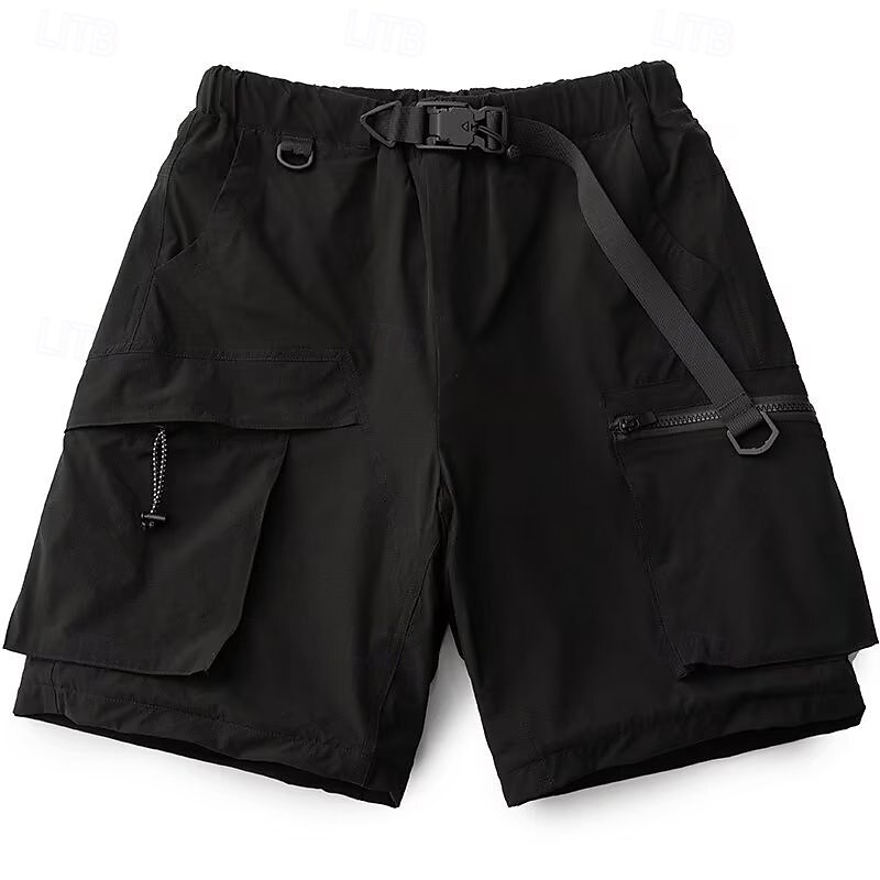 Men's Tactical Shorts Cargo Shorts Shorts Bermuda shorts Elastic Waist Zipper Pocket Straight Leg Plain Quick Dry Moisture Wicking Knee Length Outdoor Casual Camping & Hiking Fashion Streetwear Black3