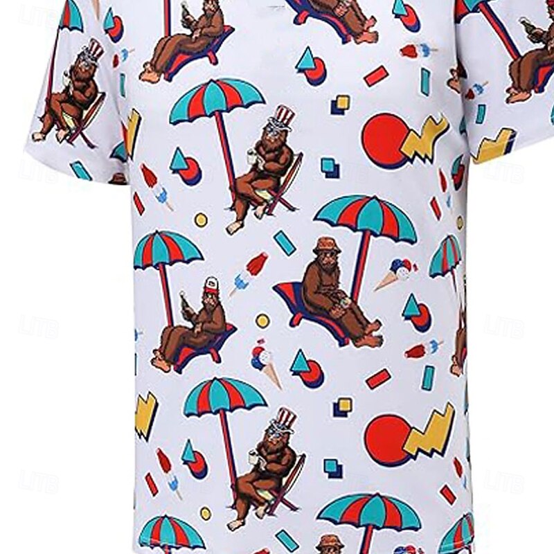 Men's Printed Polo Short Sleeve Polo Shirts Collared Shirts Business Casual Outdoor Daily Wear Festival Outfit 3D Print Summer Spring Fall White Pink Dark Blue4