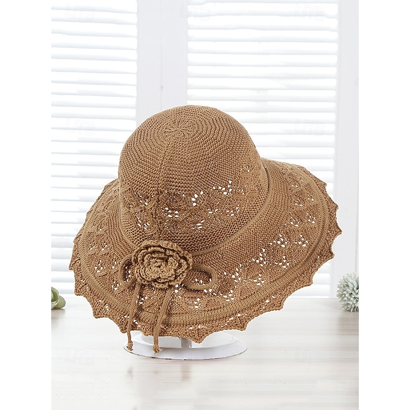 Women's Bohemian Crochet Sun Hat with 3D Floral Decoration - Foldable, Lightweight and Breathable, Perfect for Summer, Beach and Outdoor Activities4
