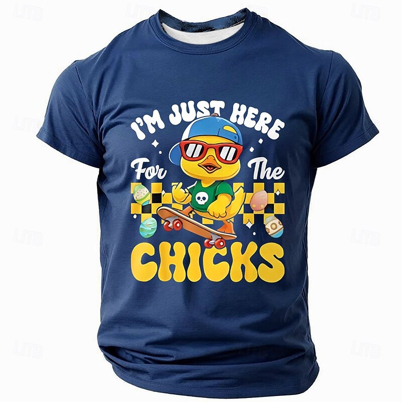 Men's Graphic T-Shirt I'm Just Here for the Chicks Funny Easter Pun Short Sleeve3