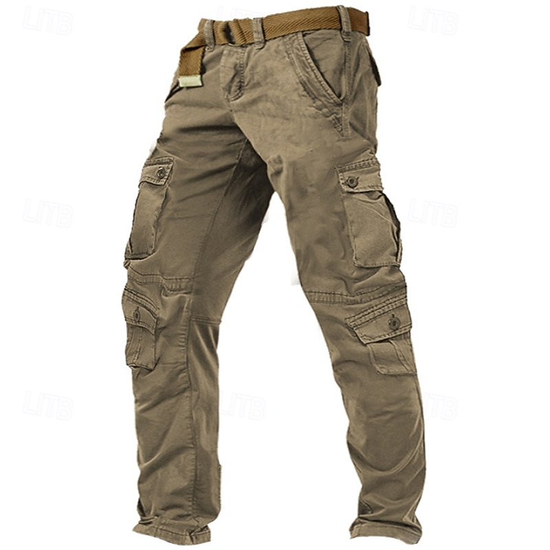 Men's Cargo Pants Cargo Trousers Work Pants Hiking Pants Straight Leg 8 Pocket Plain Moisture Wicking Wearable Full Length Outdoor Daily Camping & Hiking Fashion Streetwear Army Yellow Black