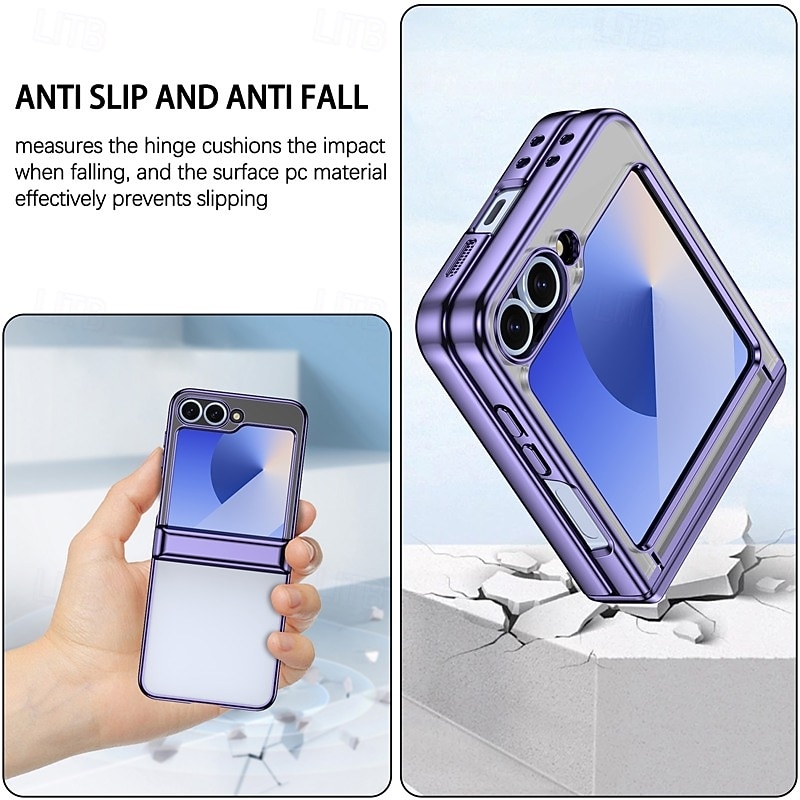 Phone Case For Samsung Galaxy Z Flip 7 Z Flip 6 Z Flip 5 Back Cover Shockproof Retro Plating PC2