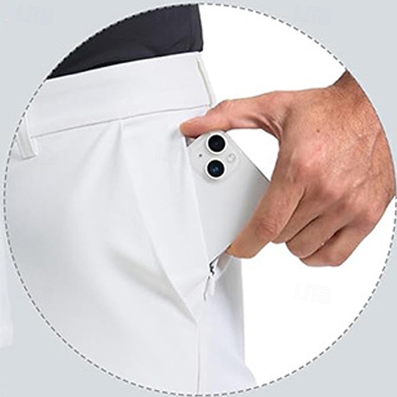 Men's Shorts Dress Shorts Summer Shorts Golf Shorts Pocket Straight Leg Plain Breathable No-Iron Knee Length Business Casual Daily Fashion Streetwear Black White3