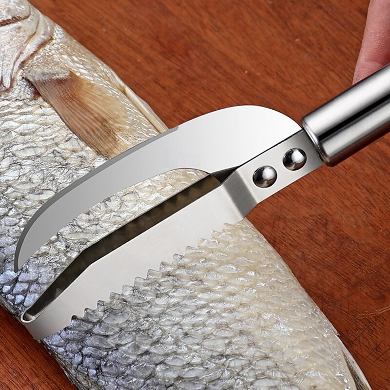 1PC/3PCS Stainless Steel Shrimp Deveiner & Fish Scaler - 2-in-1 Outdoor Seafood Cleaning Tool for BBQ4