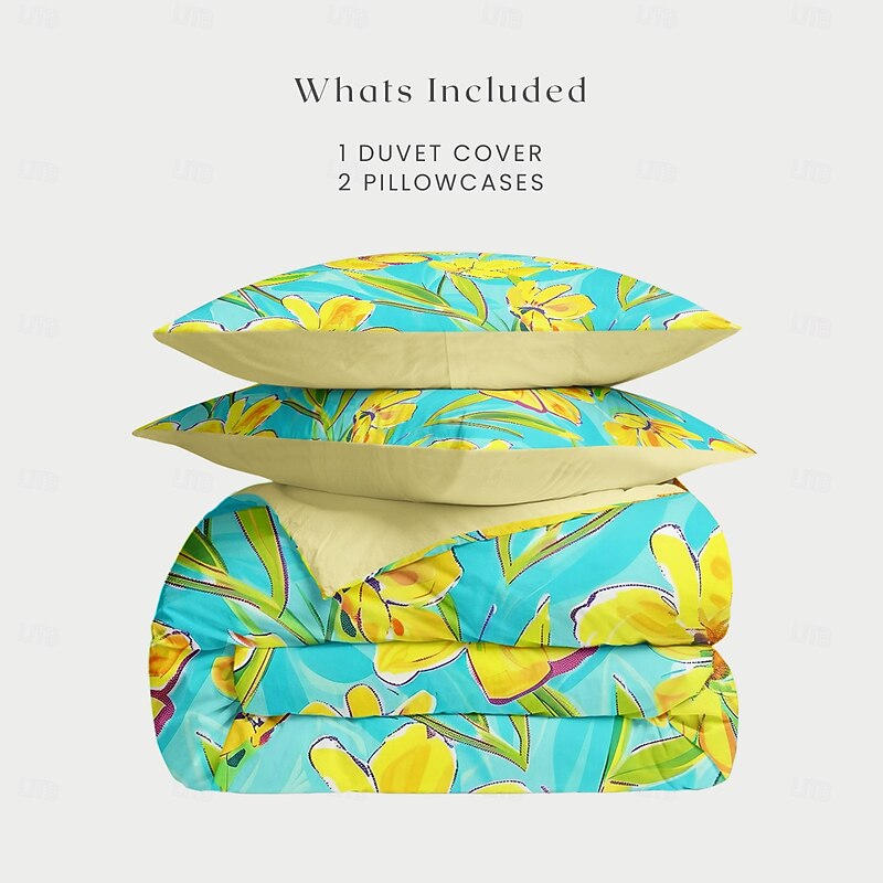 Geometric Vintage Duvet Cover Set Cotton Tropical Plants Pattern Set Soft 3-Piece Luxury Bedding Set Home Decor Gift Twin Full King Queen Size Duvet Cover2