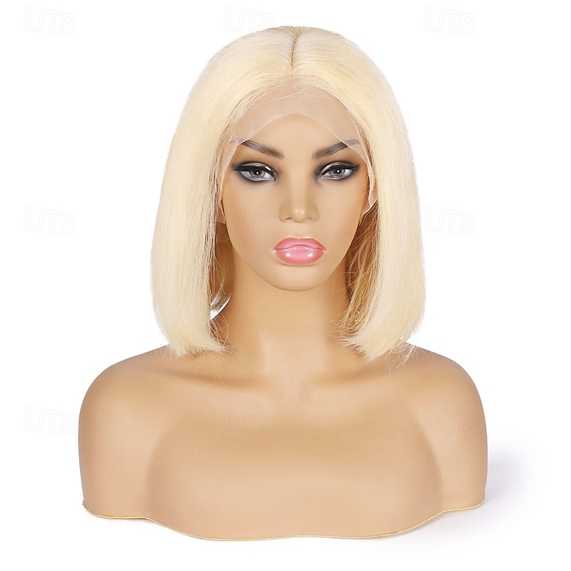 613# Honey Blonde Color Straight Short Bob Wig 13x4x1 Lace Front Human Hair Wigs for Black Women4