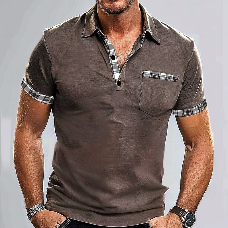Men's Graphic Polo Short Sleeve Polo Shirts Collared Shirts Business Casual Outdoor Athleisure Daily Wear Buttons 3D Print Summer Blue Brown Army Green2