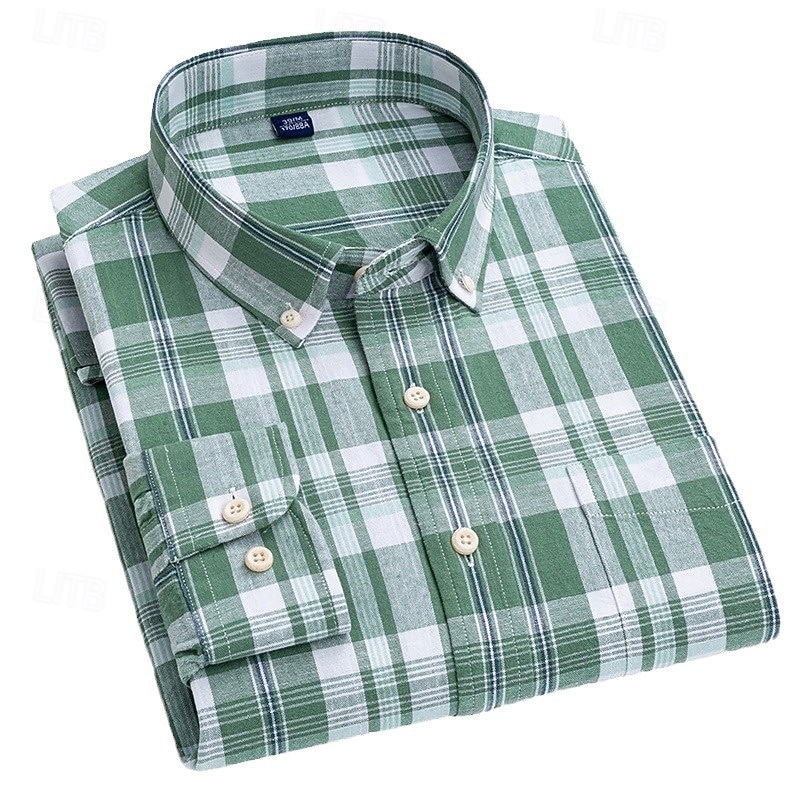 Men's Linen Shirt Dress Shirt Button Down Shirt Wrinkle Resistant Plaid Shirt Plain Wedding Outdoor Light Blue White Navy Blue Brown Long Sleeve Summer Spring Clothing Apparel2