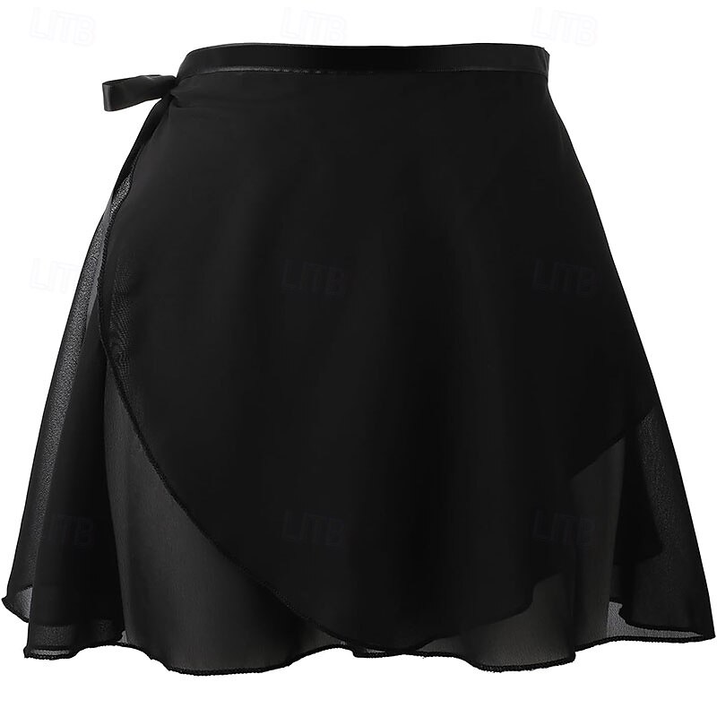 Black Ballet Wrap Skirt with Adjustable Waist Tie Chiffon Skirt Wrap Dance Skirt Breathable Ballet Skirt Women