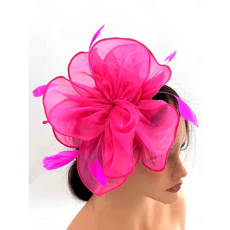 Headdress Tulle Wedding Elegant Vintage With Feather Tulle Headpiece Headwear Fascinators Race Day Dress3