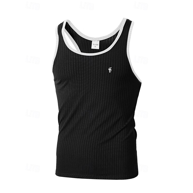 Men's Tank Top Vest Top Undershirt Sleeveless Shirt Sleeveless Crew Neck Summer Color Block Pit Strip Fashion Designer Basic Quick Dry Vacation Street Going out Black White Wine Top Tee for Men2