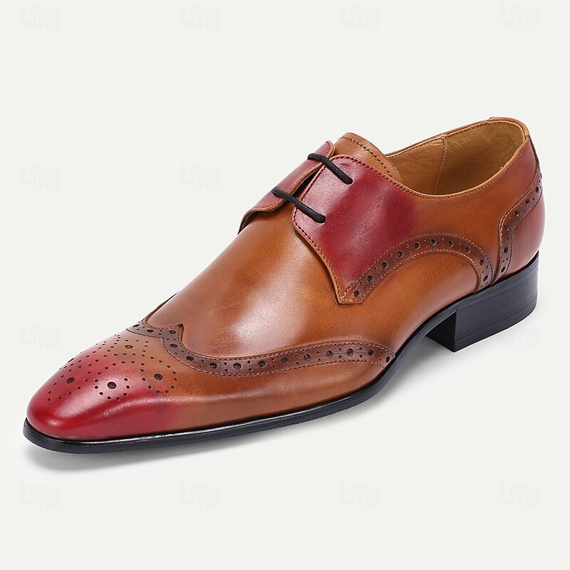 Men's Premium Leather Brogue Shoes - Red-Brown Gradient Design, Elegant and Stylish Footwear for Men, Ideal for Formal Events, Weddings and Business Occasions2