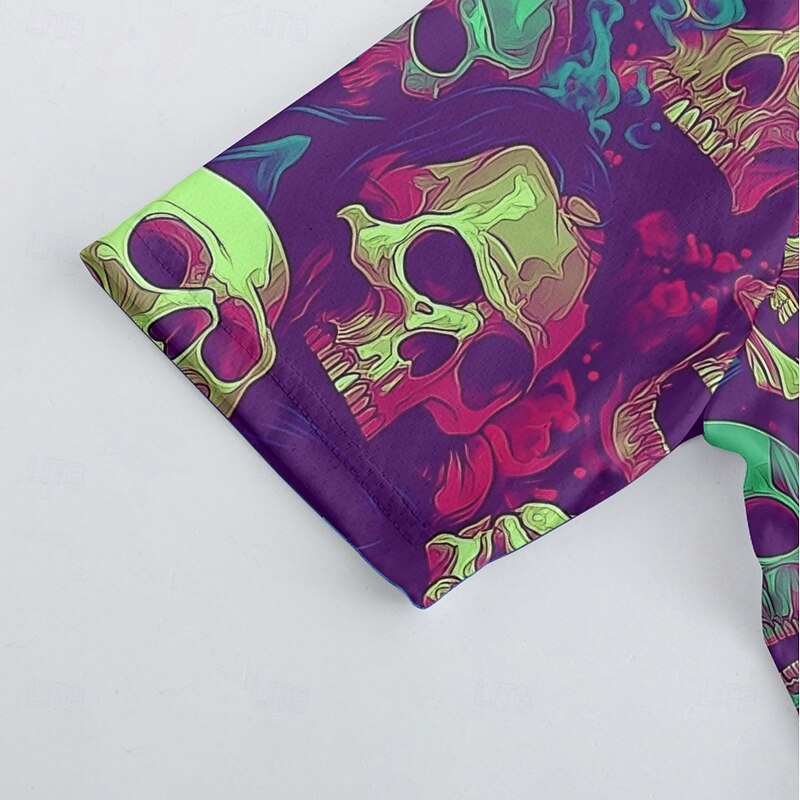 Men's Cycling Jersey Skull Short Sleeve Bike Tee Tshirt Jersey with 3 Rear Pockets Mountain Bike MTB Quick Dry Anatomic Design Wicking Breathable Sports Violet Black Dark Purple Clothing Apparel4