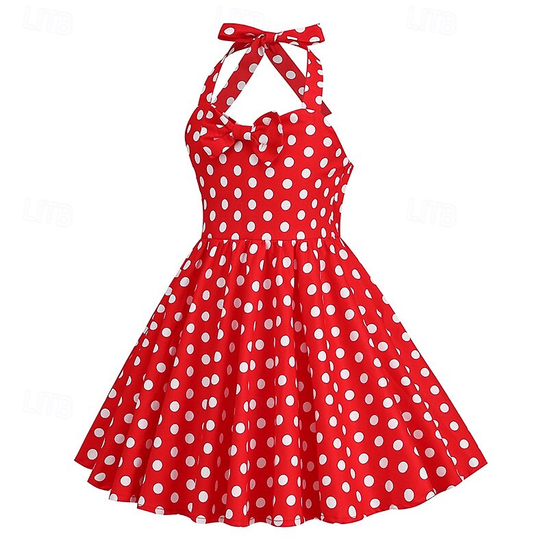 Retro Vintage 1950s Rockabilly Dress Swing Dress Polka Dot Fancy Dress Girls' Carnival Masquerade Daily Wear Bachelorette Party Kid's Dress2
