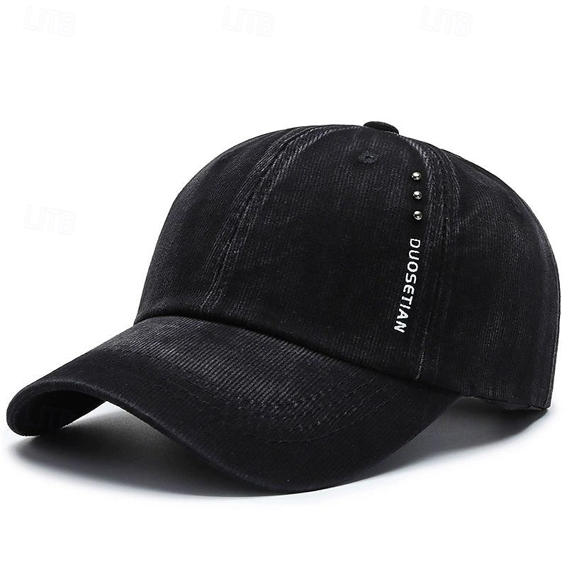 Men's Baseball Cap Sun Hat Trucker Hat Black Dark Navy Cotton Rivet Fashion Casual Daily Weekend Solid / Plain Color Adjustable Sunscreen Breathable