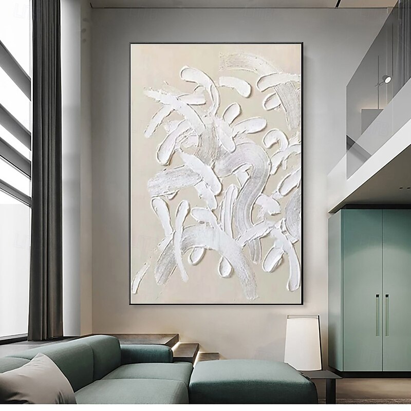 Handmade Oil Painting Canvas Wall Art Decoration Wabi-Sabi Style Abstract Milky White Solid Texture for Home Living Room Decor Rolled Frameless Unstretched Painting4