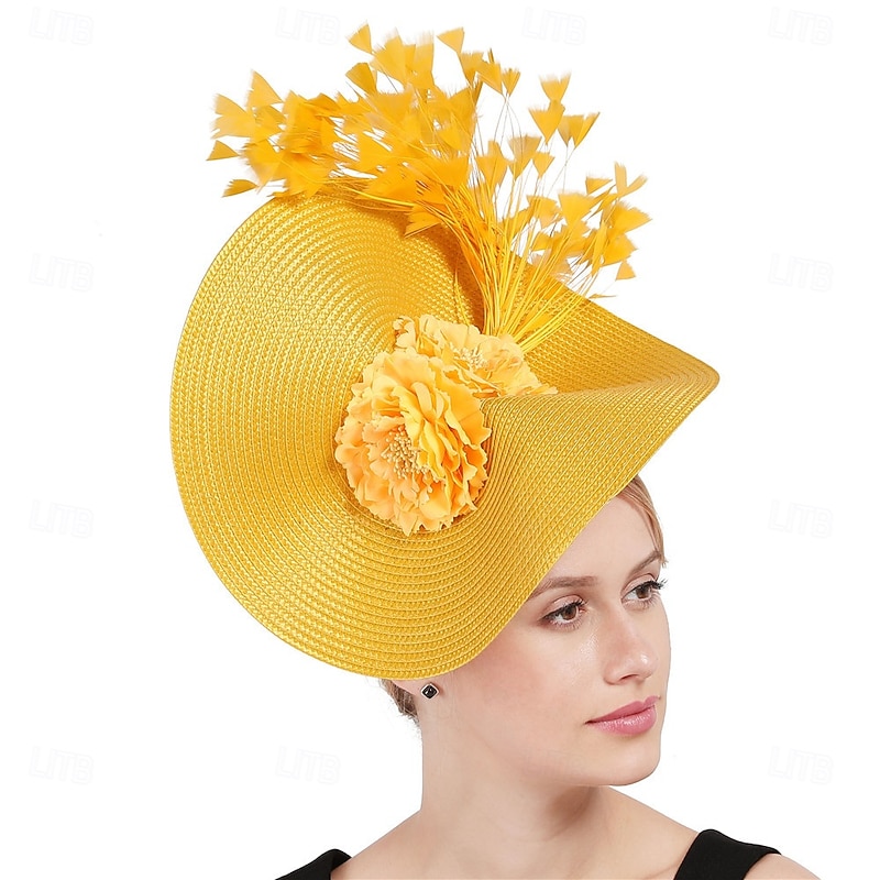 Hats Polyester Fedora Hat Horse Race Elegant Vintage With Floral Headpiece Headwear4