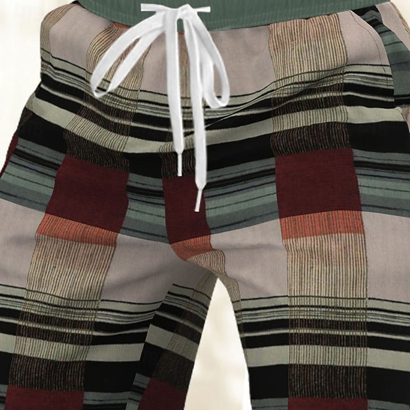 Men's Geometric Color Block Patchwork Board Shorts Swimming Trunks Summer Shorts Mid Waist Streetwear Hawaiian Vacation Drawstring Side Pockets Elastic Waist Designer Clothing Apparel2