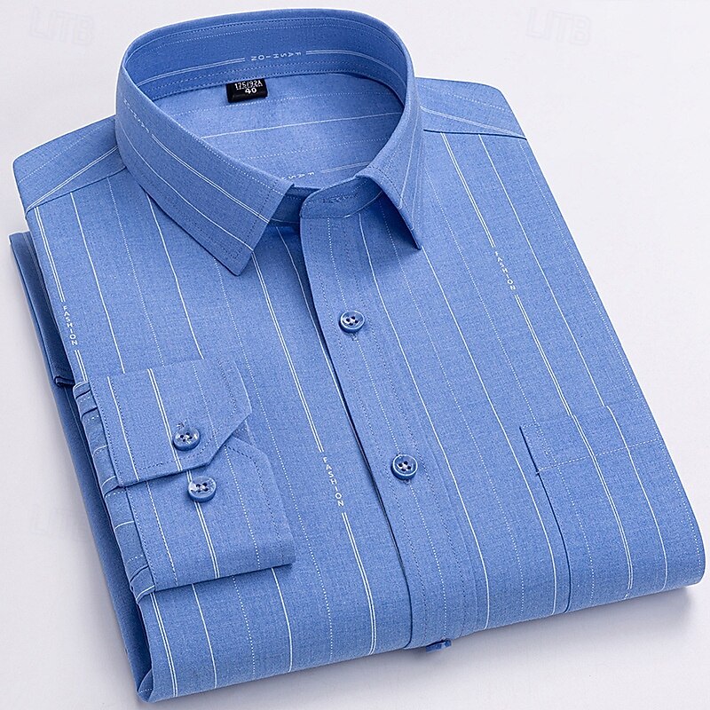Men's Shirt Dress Shirt Button Up Shirt Plaid Wedding Party Light Blue Navy blue+white Light blue-ginghem Royal Blue Long Sleeve Lapel Spring Fall Clothing Apparel Pocket