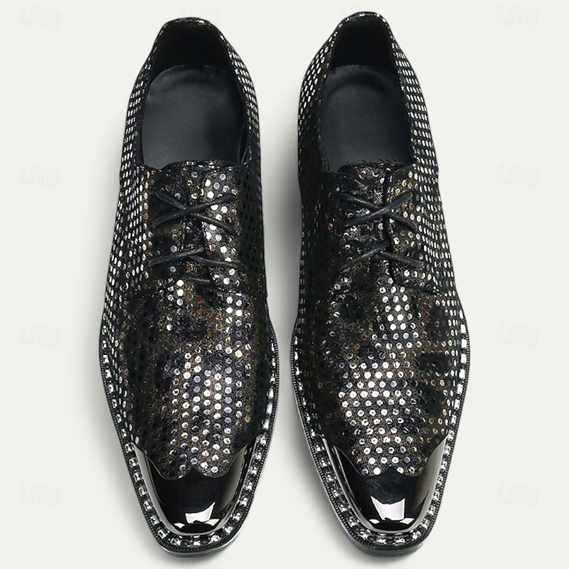 Men's Premium Cowhide Leather Oxford Shoes with Metallic Studded Design and Glossy Toe Cap – Stylish Formal Shoes for Fashionable Men, Perfect for Weddings and Special Occasions2