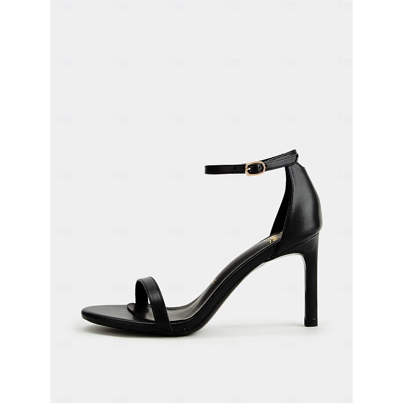 Black Ankle Strap Stiletto Sandals for Women - Elegant Open-Toe High Heels for Evening & Formal Events2