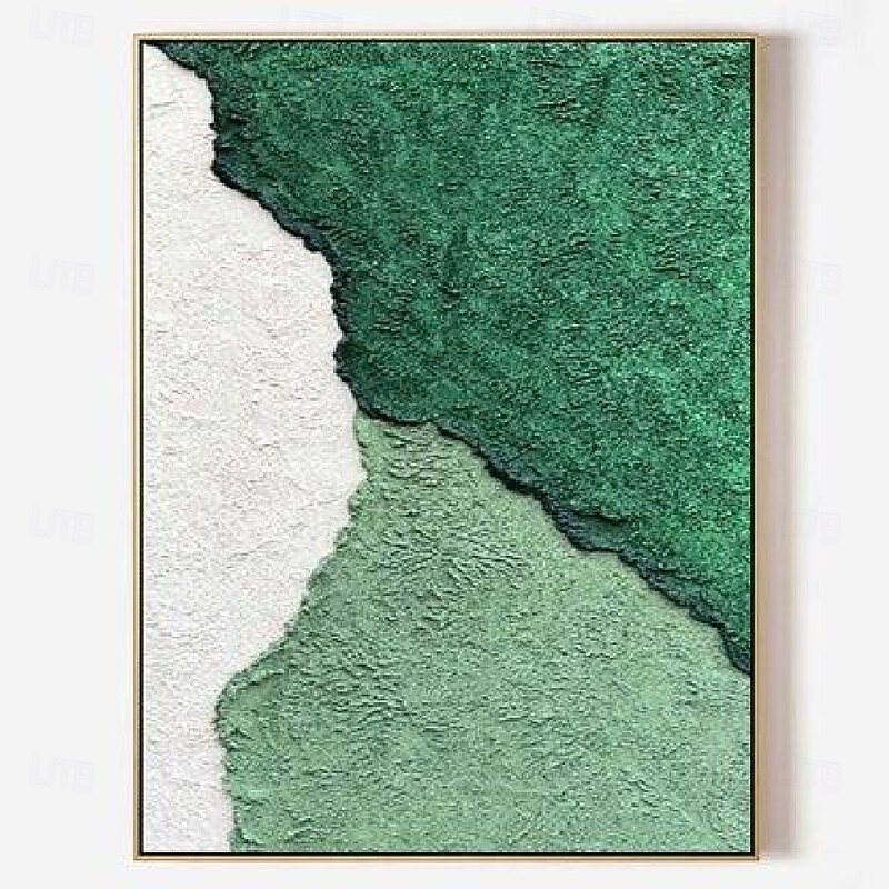 Large 3D abstract oil painting hand painted  white green and black 3D textured abstract painting hand-painted ocean green  blue oil painting modern wall art decoration artwork4