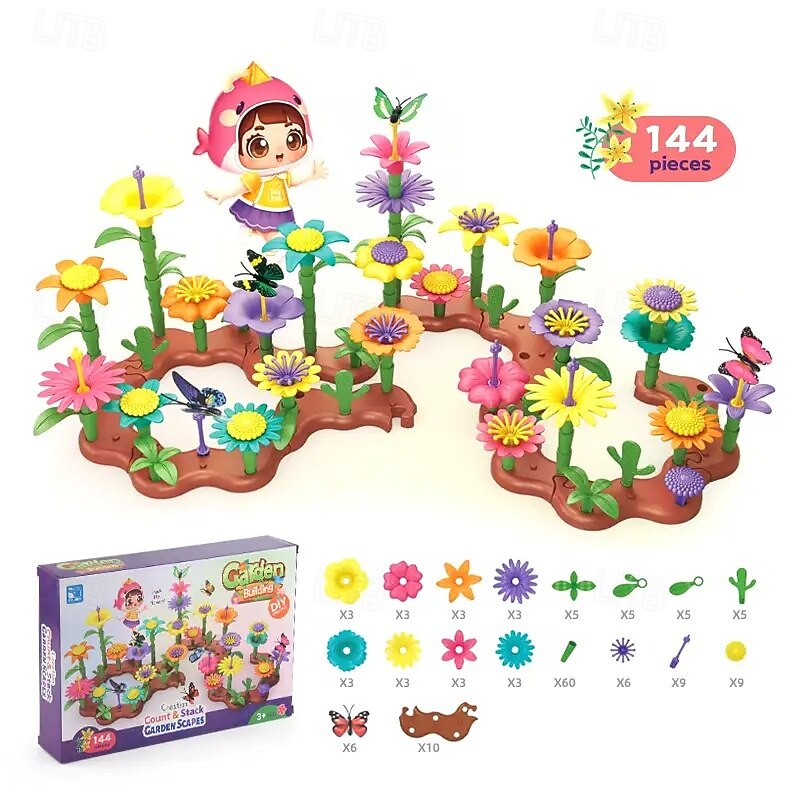 Flower Garden Building Toy Random Color STEM Educational Activity Preschool Toy Halloween/ Thanksgiving Day/ Christmas Gift Easter Gift4