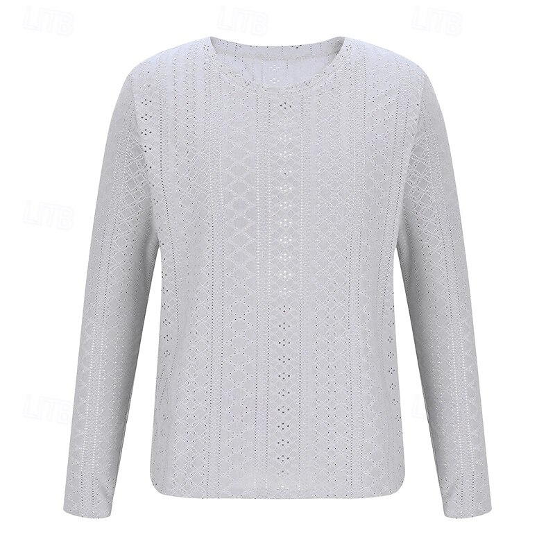 Men's T Shirt Tee Tee Top Long Sleeve Shirt Long Sleeve V Neck Spring Fall Plain Fashion Designer Basic Jacquard Vacation Street Going out Black White Blue Top Tee for Men3