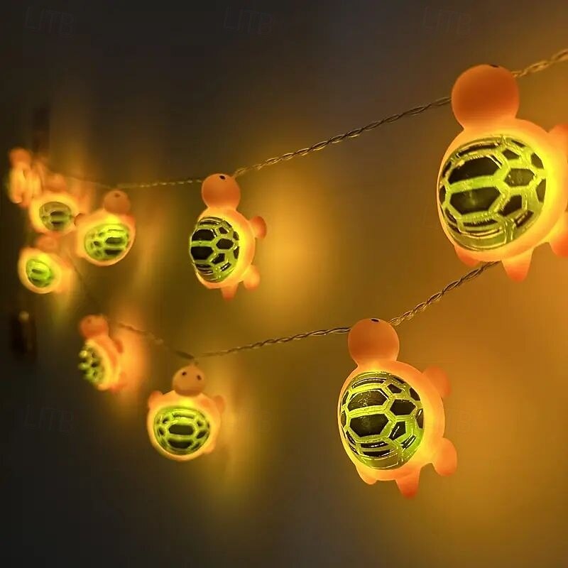Cartoon Sea Animal String Lights 1.5m10LEDs Shark Turtle Shape Fairy Lights Decoration Battery Powered Home Bedroom Summer Seaside Animal Theme Party Holiday Decoration