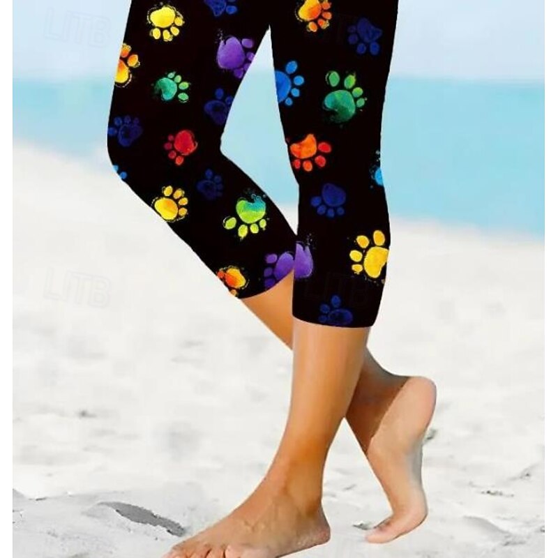 Women's Leggings Capri Pants High Elasticity Fashion Streetwear Full Length High Waist Graphic Animal Cat Printing Thermal Warm Breathable Soft  Outdoor Daily Black Grey Fall Winter Regular Fit3