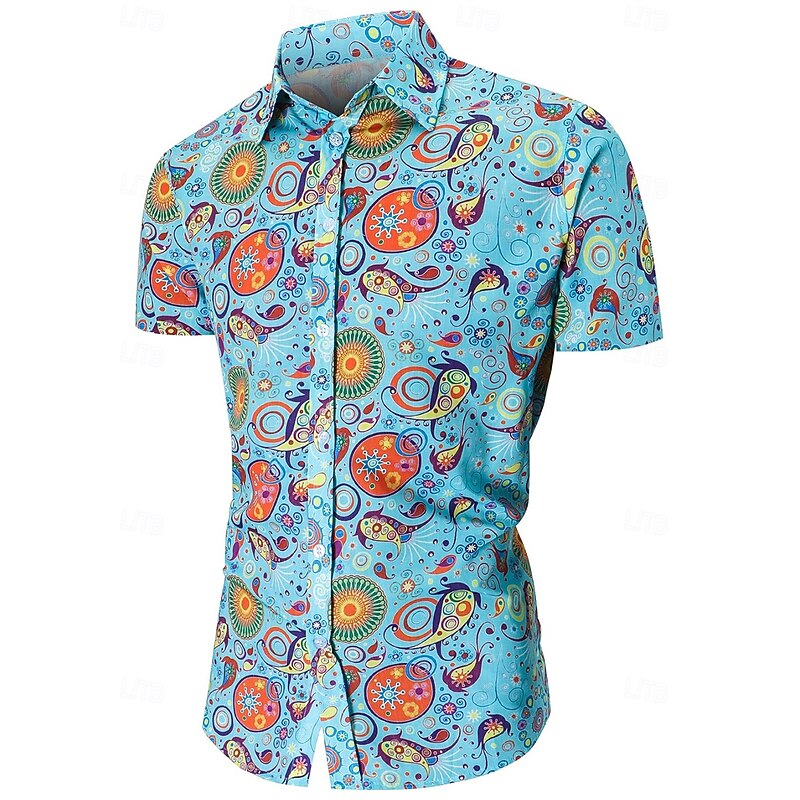 Retro Vintage 1970s Shirt Aloha Shirt Hippie Bohemian Fancy Dress Men's Vacation Party Pride Parade Adults' Shirt4