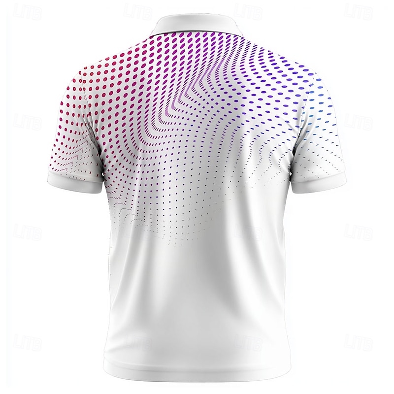 Men's Round Dots Geometic Polo Short Sleeve Polo Shirts Collared Shirts Casual School Outdoor Daily Wear Home Wear 3D Print Summer Purple Gray3
