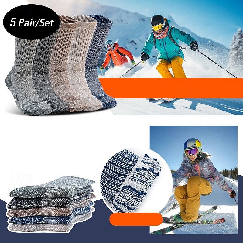 Men's Ski Socks Outdoor Winter Anti-Slip Thermal Warm Crew Socks for Camping / Hiking Snowboarding Winter Sports