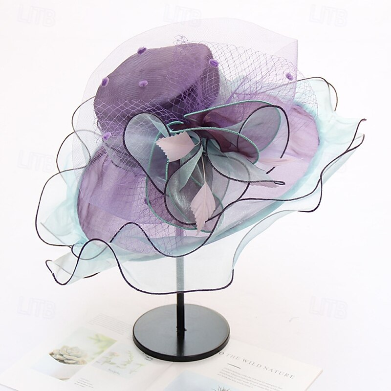 Hats Organza Sun Hat Formal Casual Evening Party Tea Party Cocktail Elegant Vintage Sun Protection With Floral Headpiece Headwear4