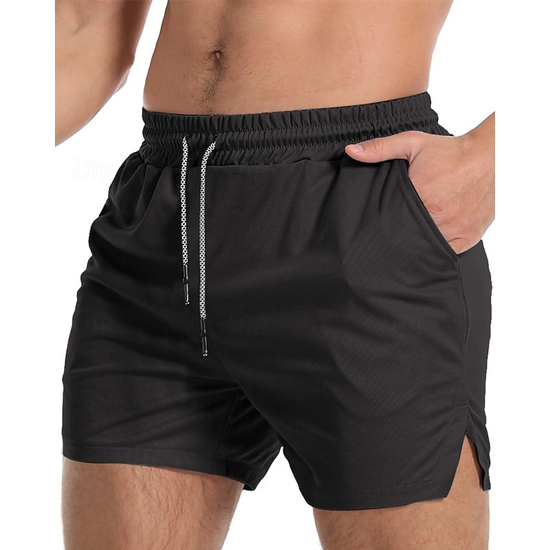 Men's Active Shorts Sweat Shorts Shorts Summer Shorts Pocket Drawstring Elastic Waist Plain Comfort Short Sports Outdoor Daily Going out Fashion Casual ArmyGreen Black Micro-elastic - Main Image