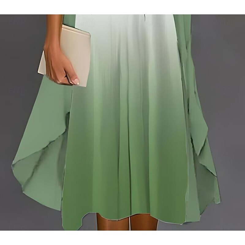 Women's Graduation Dress Midi Dress Chiffon Dress Shift Dress Summer Dress Elegant Vacation Formal Formal Wedding Guest Daily Loose Fit Floral Graphic Half Sleeve Crew Neck Green Summer Spring3