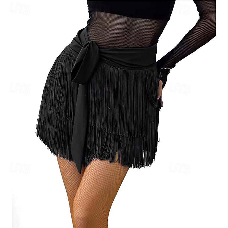 Fringe Dance Skirt for Girls Teenagers Latin Pencil Wrap Mini Skirts for Nightclub Festival Carnival