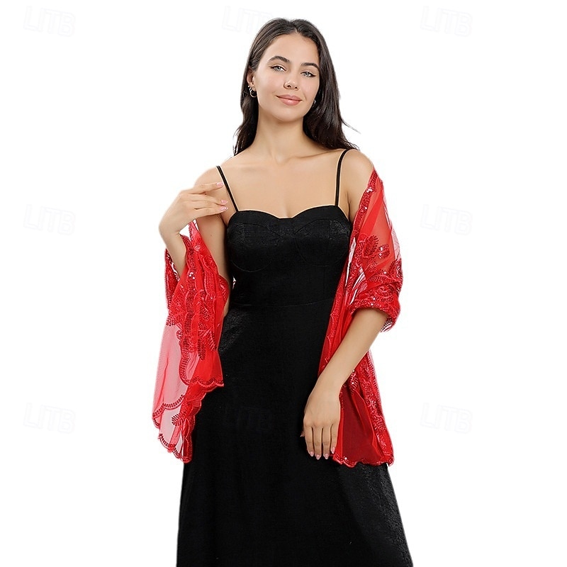 Large Peony Sequin Embroidery Shawl For Bride And Bridesmaid Wedding Dress Evening Dress Shawl For Women3