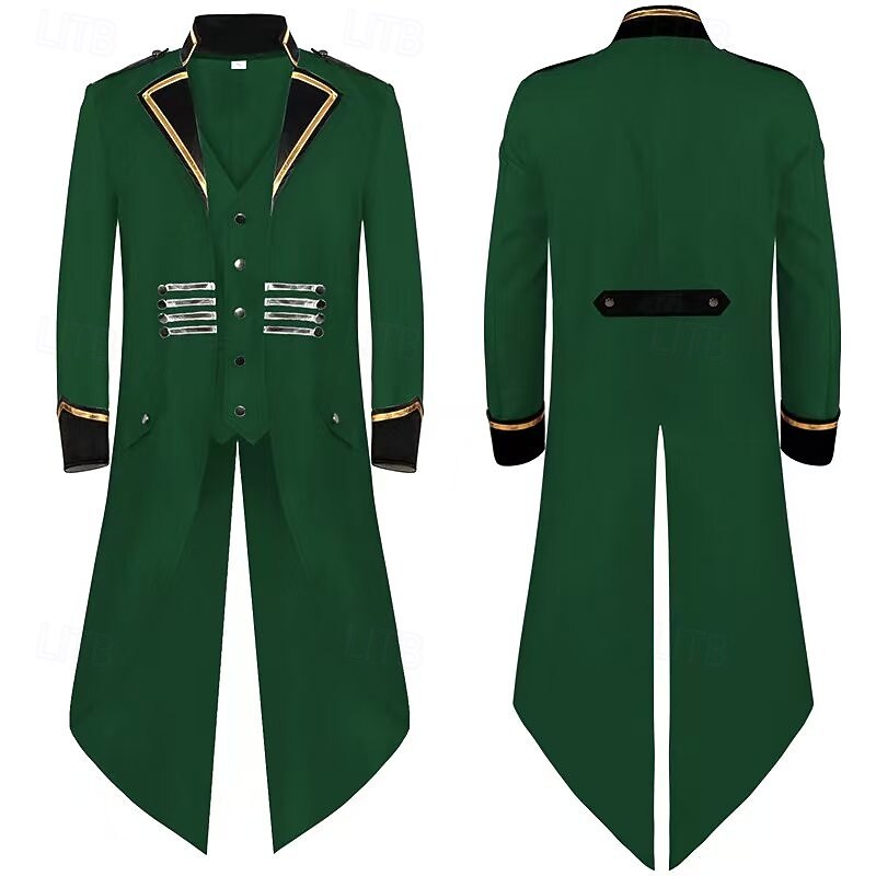 Punk & Gothic Medieval 18th Century Coat Tuxedo Tailcoat Vampire Plague Doctor Fancy Dress Men's Royal Steampunk Halloween Carnival Masquerade Party Masquerade Adults' Coat3