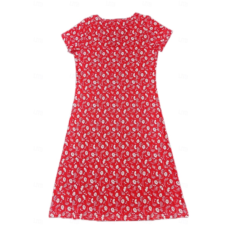 Women's Normal EU / US Size Mini Dress Long Sleeve Boho Dress Sundress Elegant Dress Elegant Bohemia Tropical Flutter Sleeve Party Casual Daily Form Fit Floral Short Sleeve V Neck Red Dusty Blue3