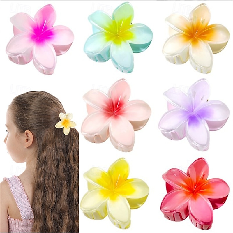 Kids Girls' Hair Accessories Plumeria Hair Clip Active Sweet Party Birthday Floral Yellow Pink
