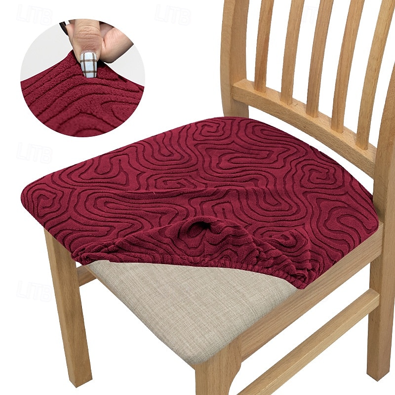 Elastic Jacquard Chair Seat Covers for Dining Room High Back Dining Dair Removable Washable Chair Cover Protector Slipcovers