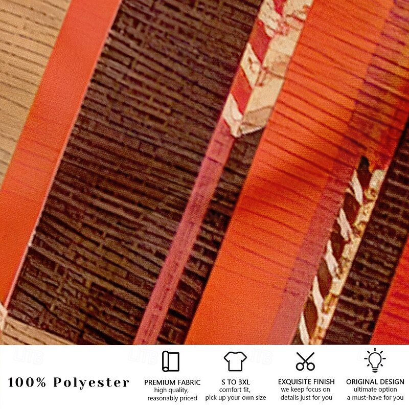 Men's Color Block Patchwork Trousers Baggy Pants Casual Pants Mid Waist Hawaiian Casual Outdoor Vacation Holiday Wide Leg Summer Spring 3D Print Blue Orange Brown2