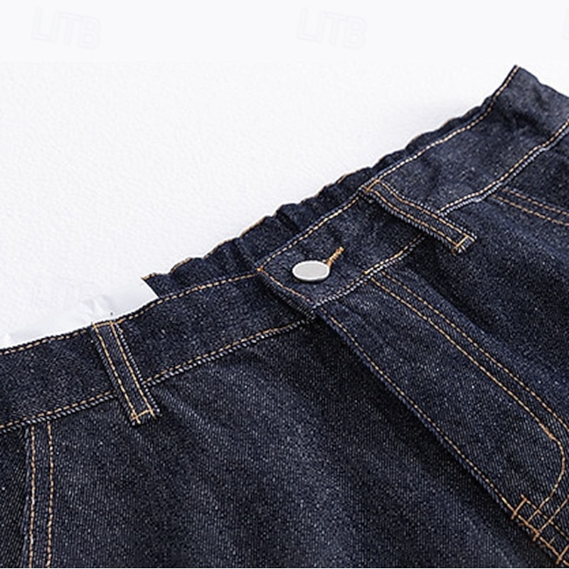 Men's Chino Pants Denim Pants Zipper Buttons Pocket Solid Color No-Iron Full Length Outdoor Vacation Casual Vacation Vintage Black Micro-elastic4