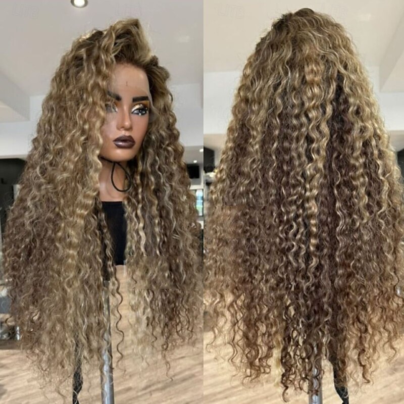 Remy Human Hair 5x5 Closure 13x4 Lace Front Wig Free Part Brazilian Hair Curly Water Wave Multi-color Wig 130% 150% Density with Baby Hair Ombre Hair Glueless Pre-Plucked For Women Long Human Hair
